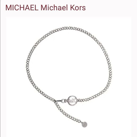 MICHAEL KORS - Silver Tone & Crystal Logo chain Belt - NWT Retail $68 - Picture 1 of 6